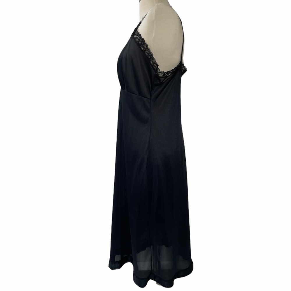 Vintage Slip Dress Full Slip Lace Lingerie Romantic Sexy Pin Up Black Med Large - Picture 4 of 12